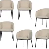 Leon Eetkamerstoelen - Bouclé - Naturel - Set van 6