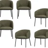Leon Eetkamerstoelen - Bouclé - Bosgroen - Set van 6