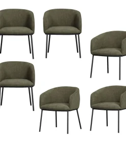 Leon Eetkamerstoelen - Bouclé - Bosgroen - Set van 6