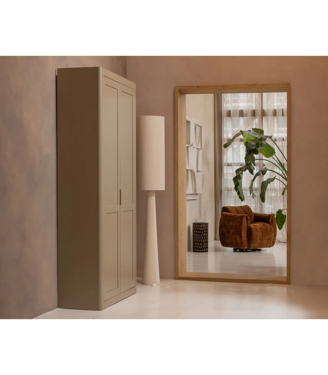 Loft Vloerlamp - Metaal/Bouclé - Naturel - 187xØ35 cm