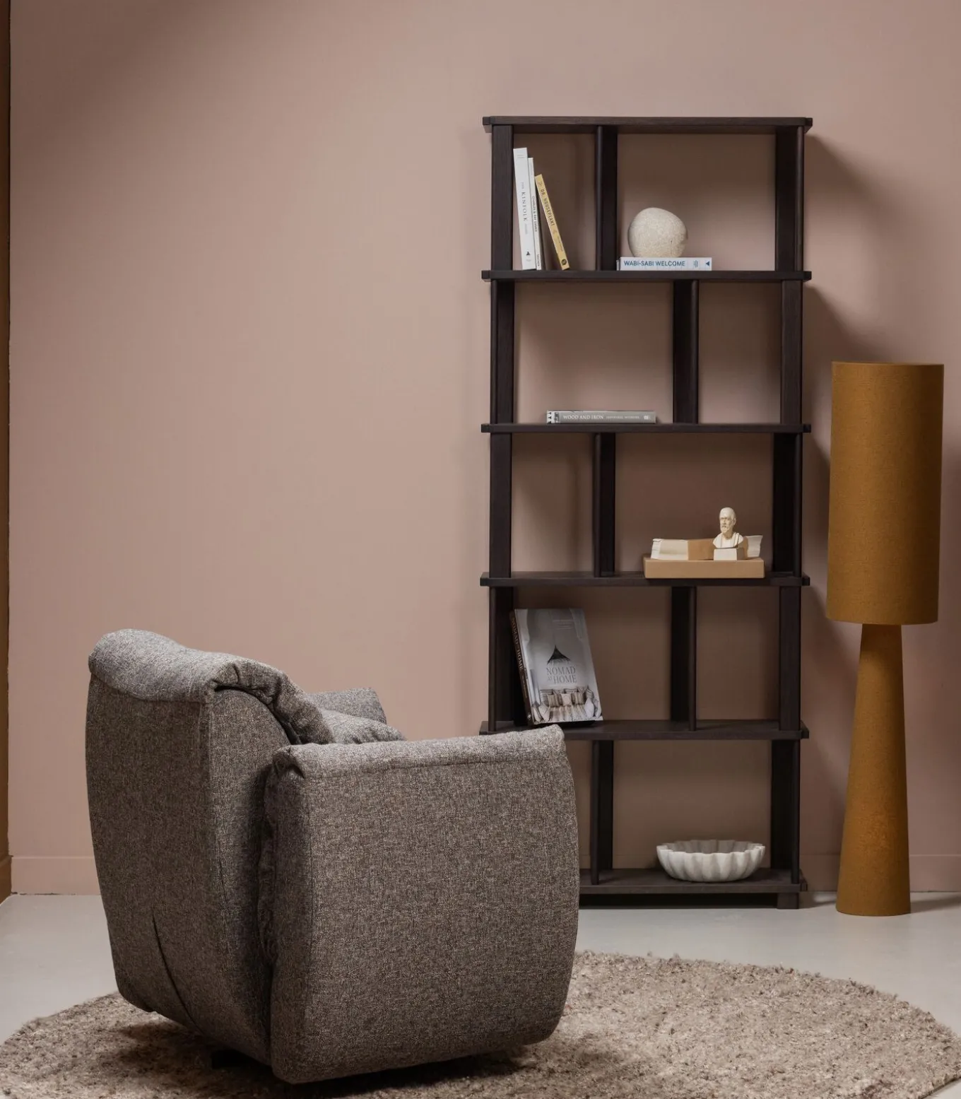 Loft Vloerlamp - Metaal/Bouclé - Tapenade - 130xØ30 cm