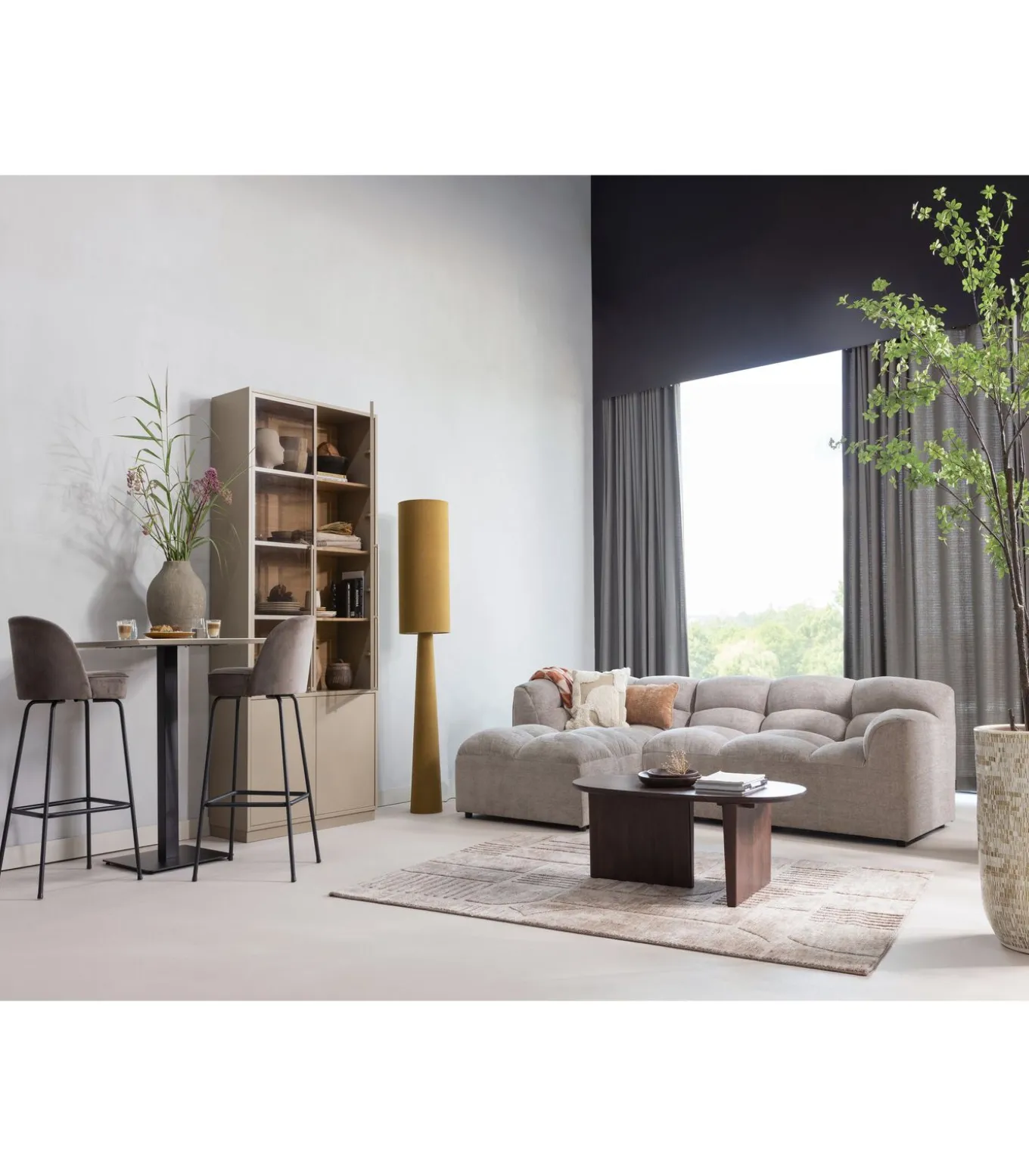 Loft Vloerlamp XL - Metaal/Bouclé - Tapenade 187xØ35 cm