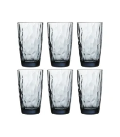 Longdrinkglazen Diamond Blauw 470 ml - 6 stuks