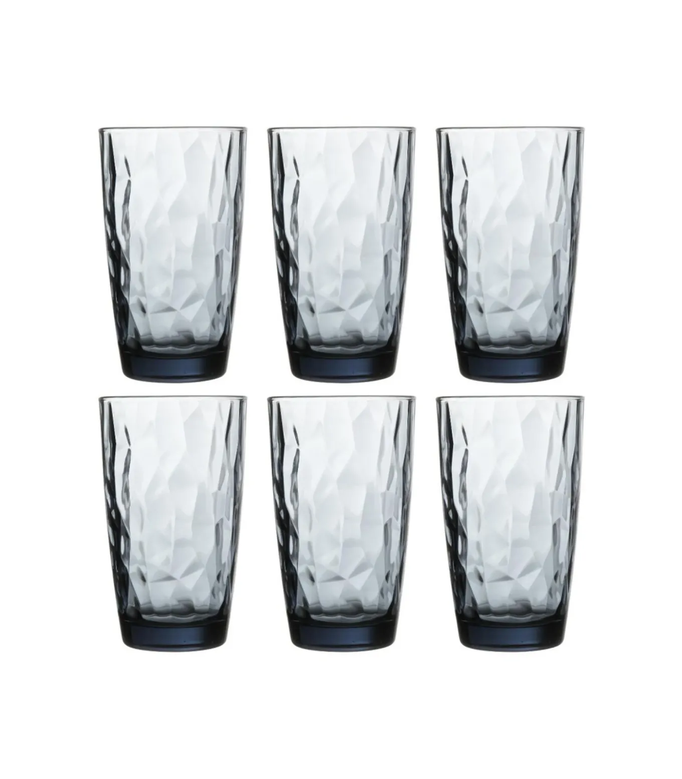Longdrinkglazen Diamond Blauw 470 ml - 6 stuks