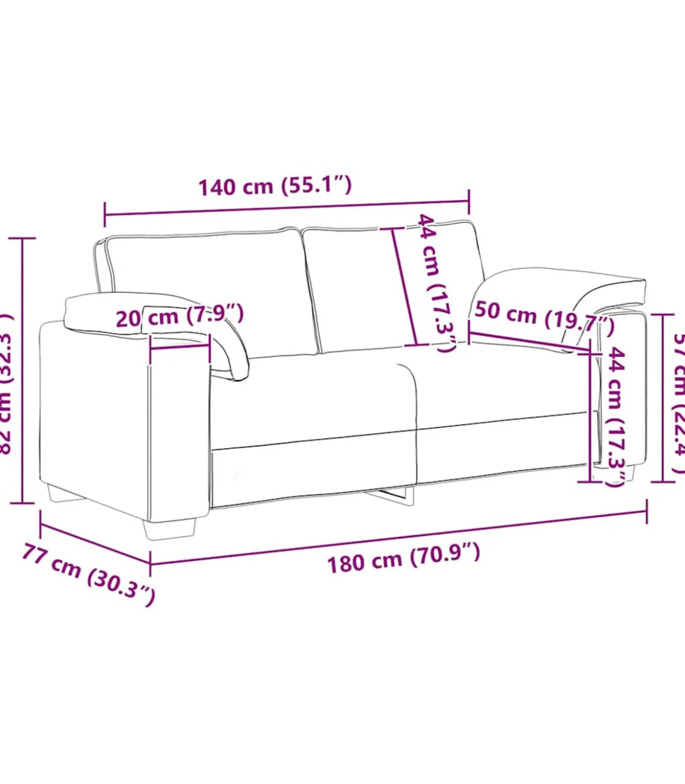 Loveseat bank 140 cm fluweel zwart