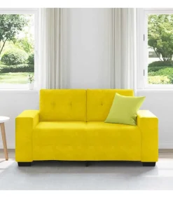 Loveseat met kussen Geel Fluweel