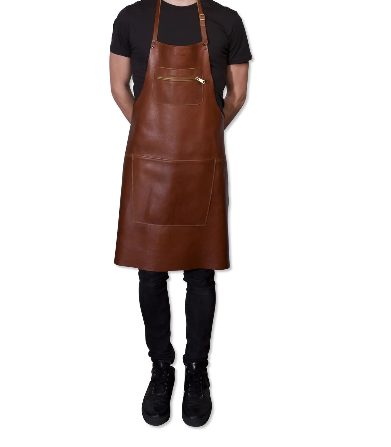 Luxe schort met rits Klassiek Bruin