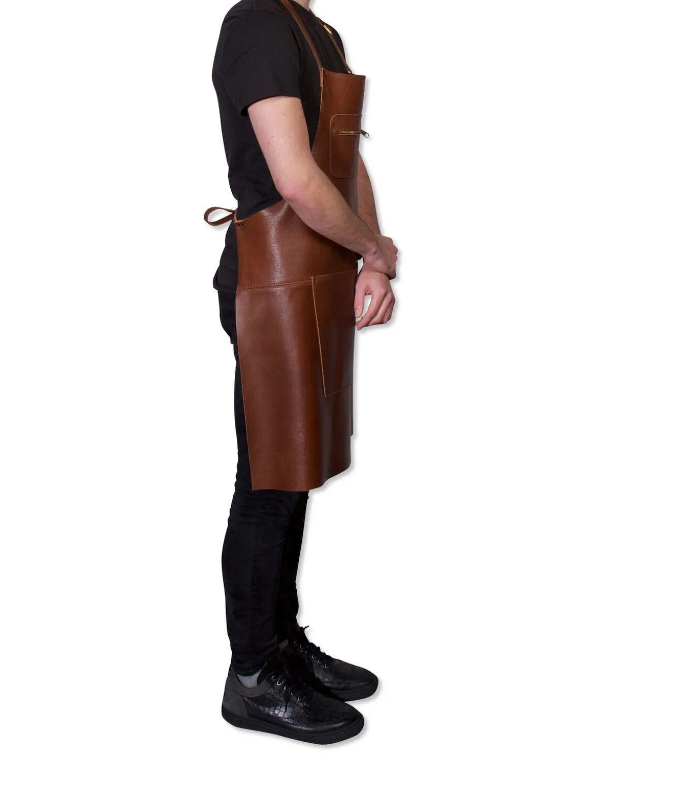 Luxe schort met rits Klassiek Bruin