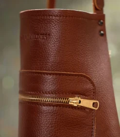 Luxe schort met rits Klassiek Bruin