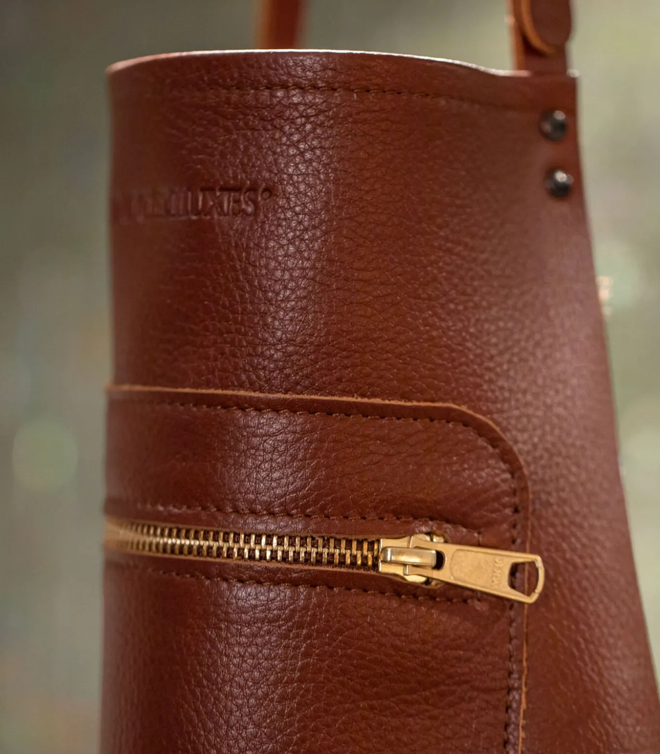 Luxe schort met rits Klassiek Bruin