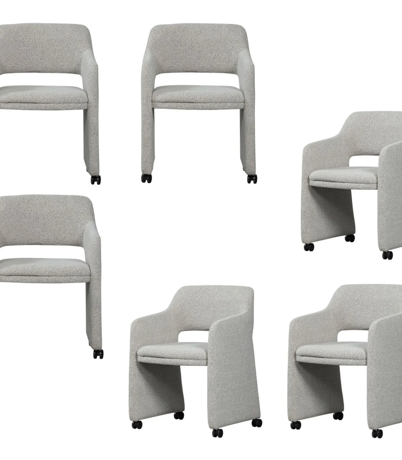 Lyric Eetkamerstoelen - Bouclé - Greige - Set van 6