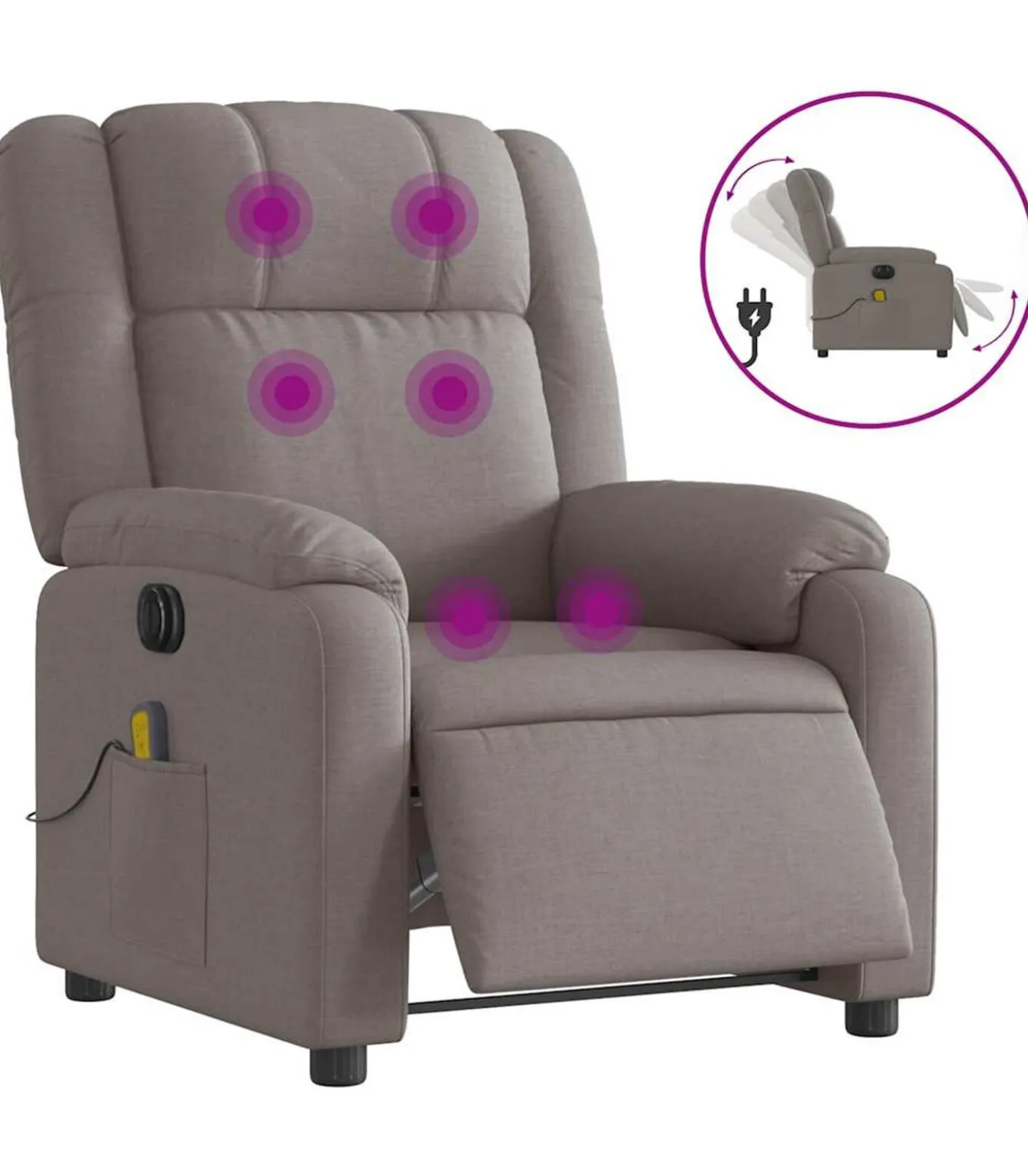 Massagestoel elektrisch verstelbaar stof taupe