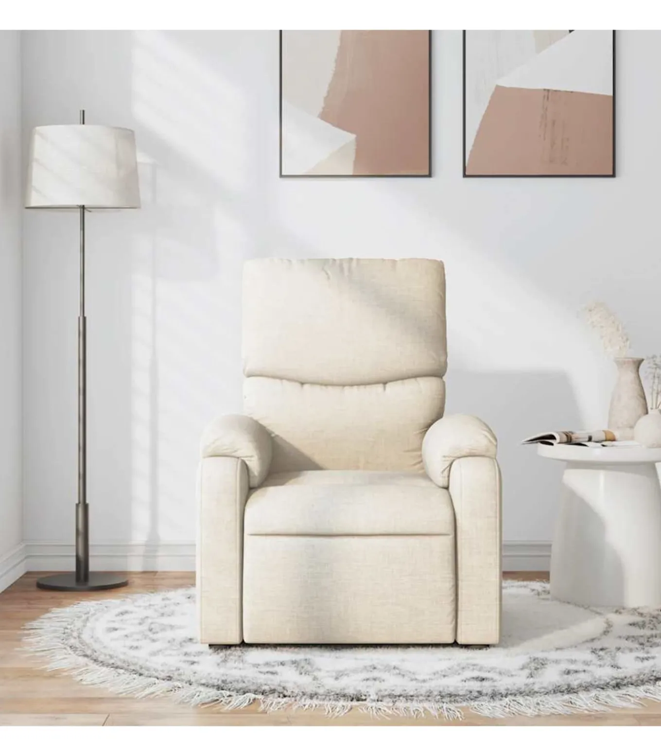 Massagestoel verstelbaar stof crèmekleurig