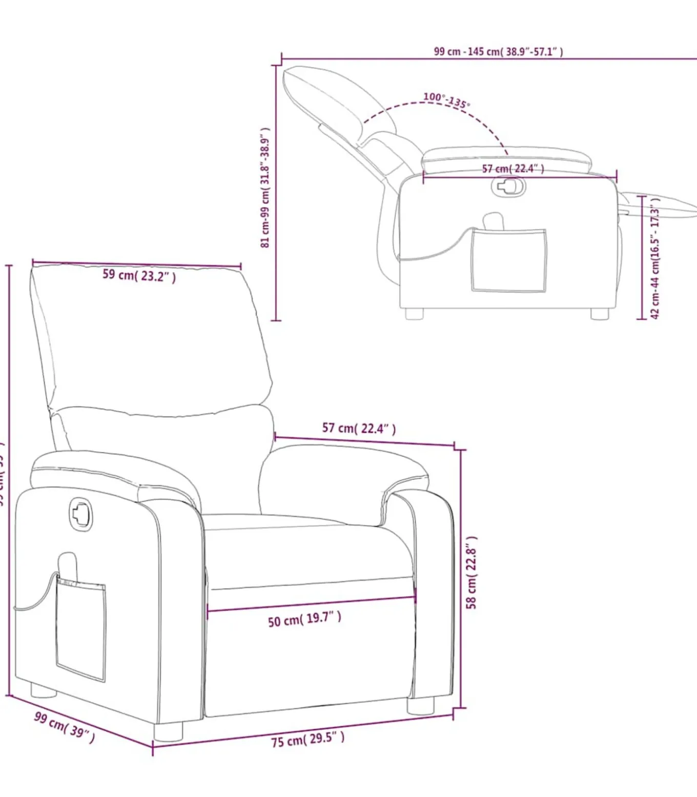 Massagestoel verstelbaar stof crèmekleurig