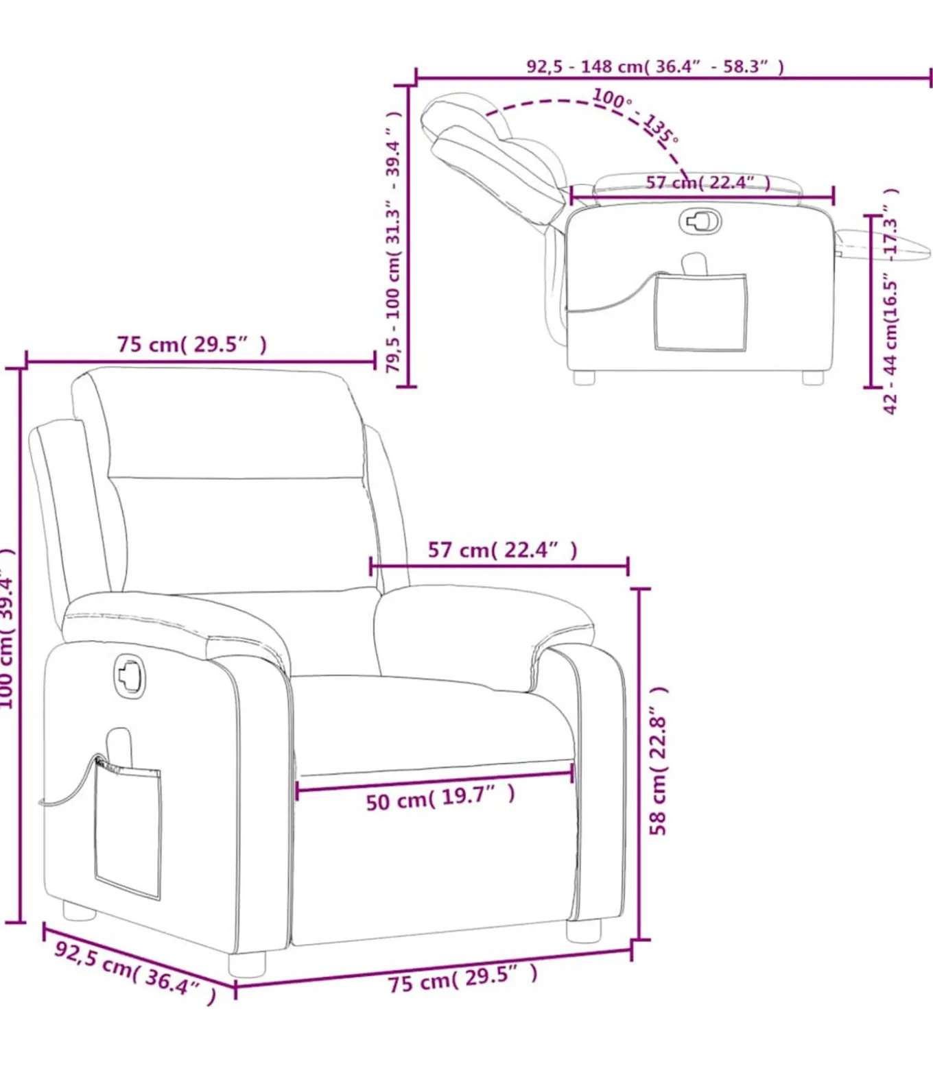 Massagestoel verstelbaar fluweel zwart