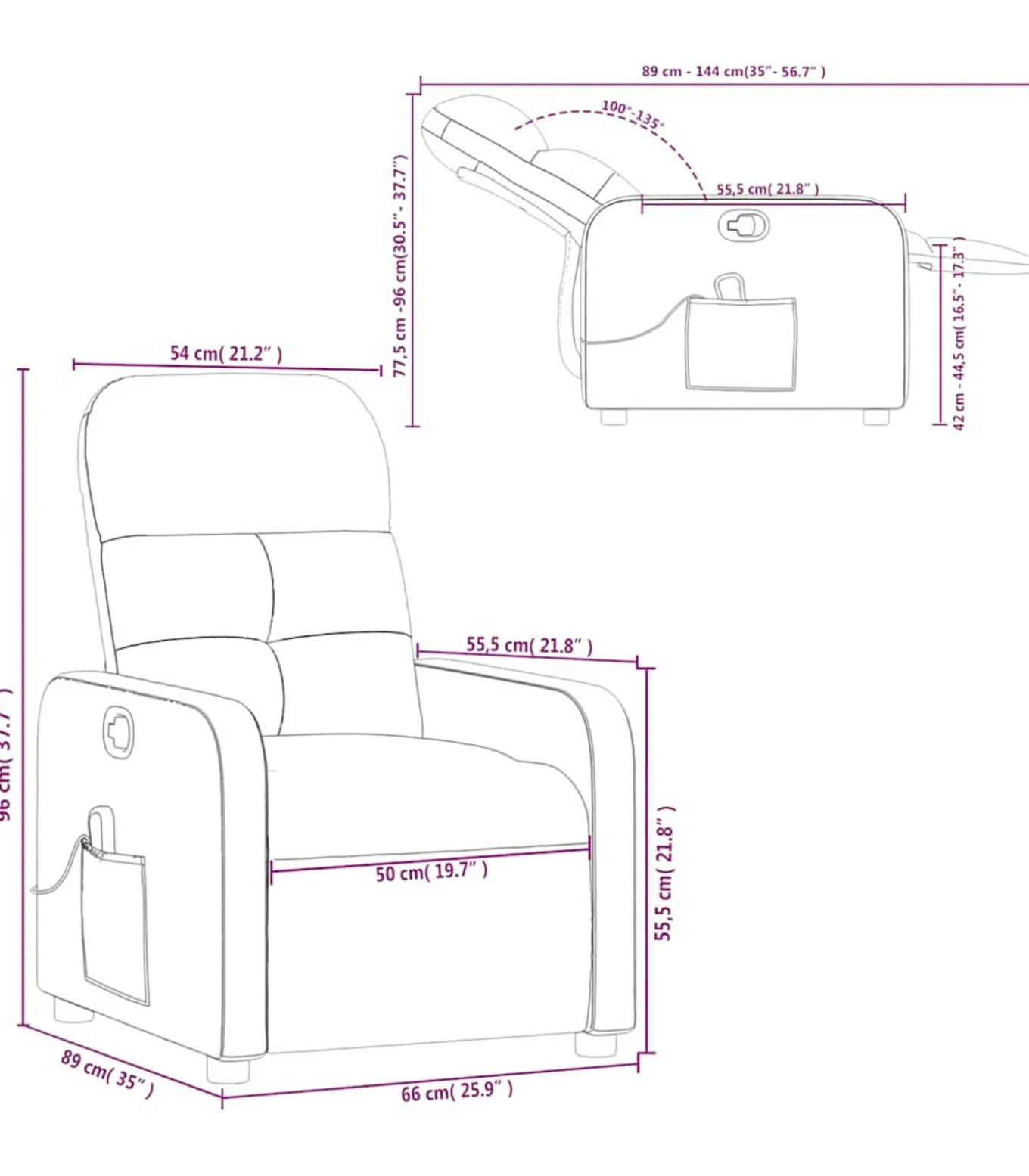 Massagestoel verstelbaar stof crèmekleurig