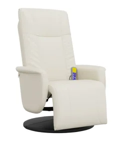 Massagestoel verstelbaar met voetensteun kunstleer crèmekleurig