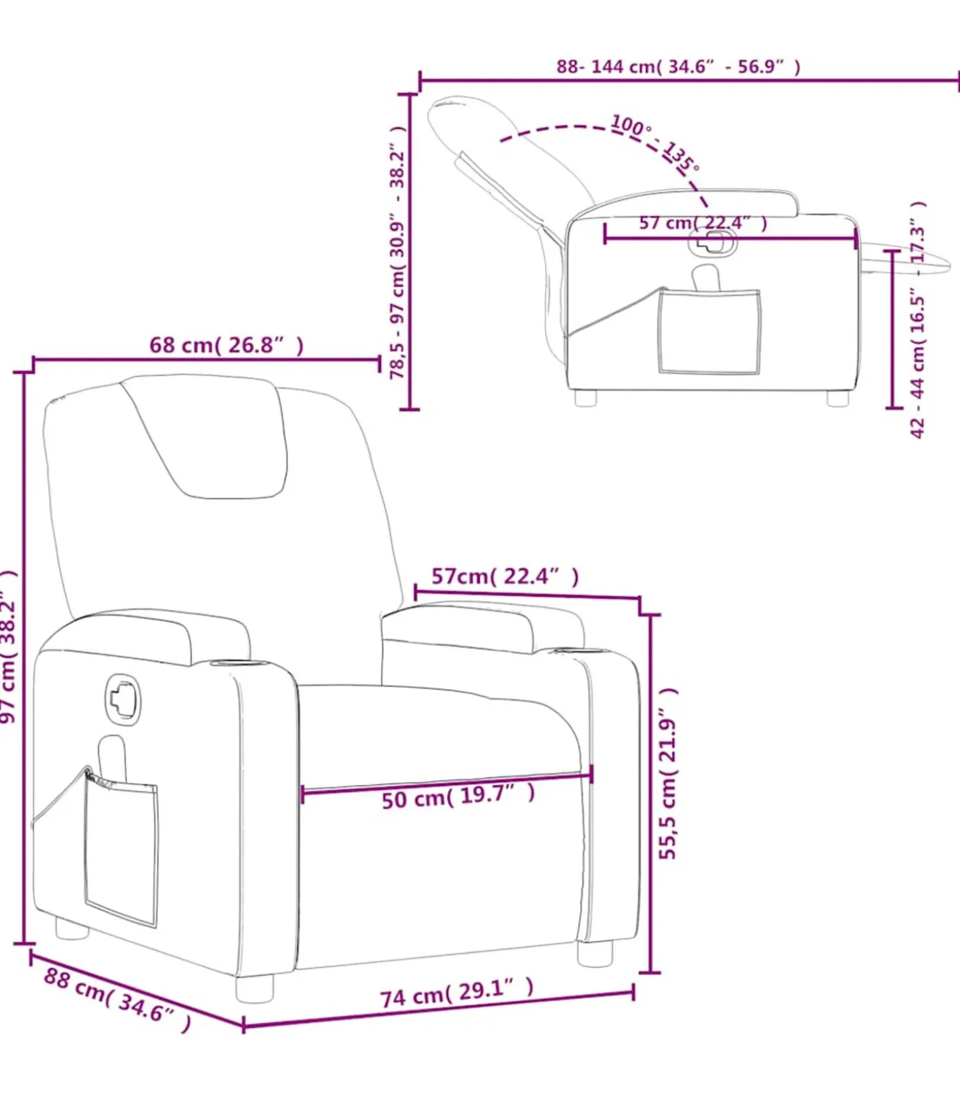 Massagestoel verstelbaar stof zwart
