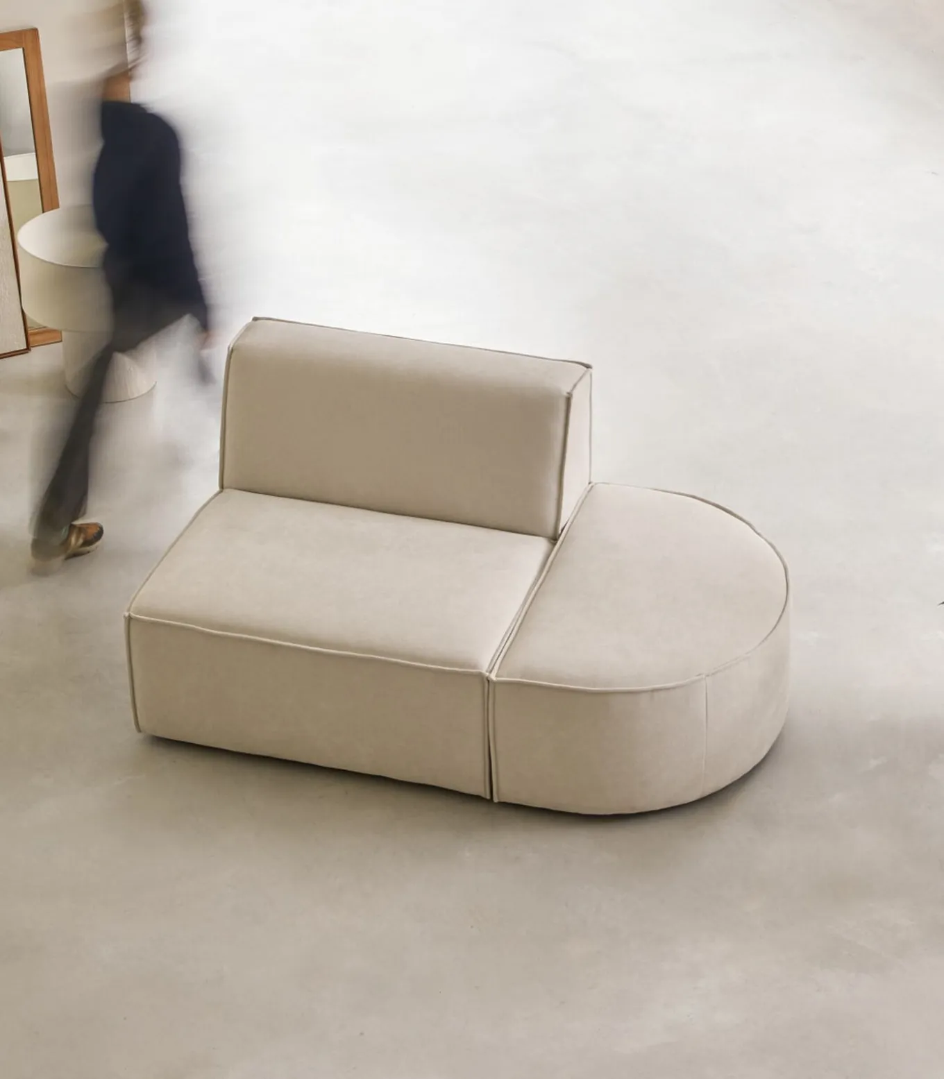 Modulaire loungefauteuil Dario in beige stof