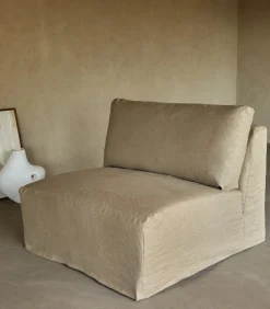 Modulaire loungestoel Nils in natuurlijk linnen, 1-zit