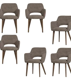 Murat Eetkamerstoelen Houten Bruine Poot - Taupe - Set van 6