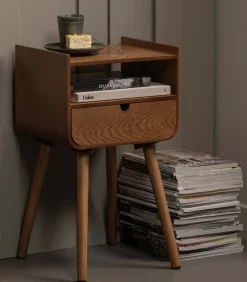 Nils Nachtkastje/Bijzettafel - Hout - Naturel - 54x36x30