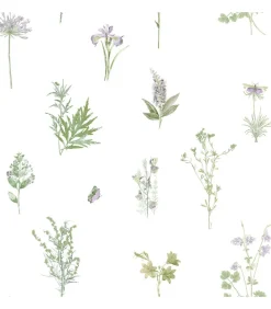 Noordwand Behang Evergreen Herbs And Flowers wit