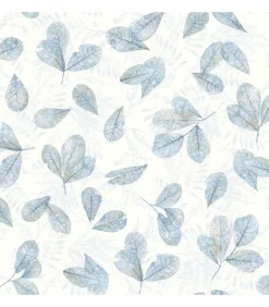 Noordwand Behang Evergreen Leaves wit en blauw