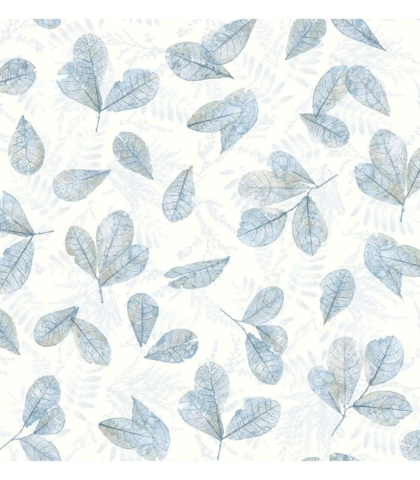 Noordwand Behang Evergreen Leaves wit en blauw