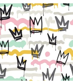 Noordwand Behang Friends & Coffee Sith Graffity and Crowns zwart & wit