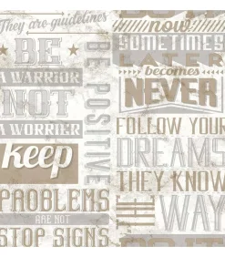 Noordwand Behang Friends & Coffee Words and Letters metallic en beige