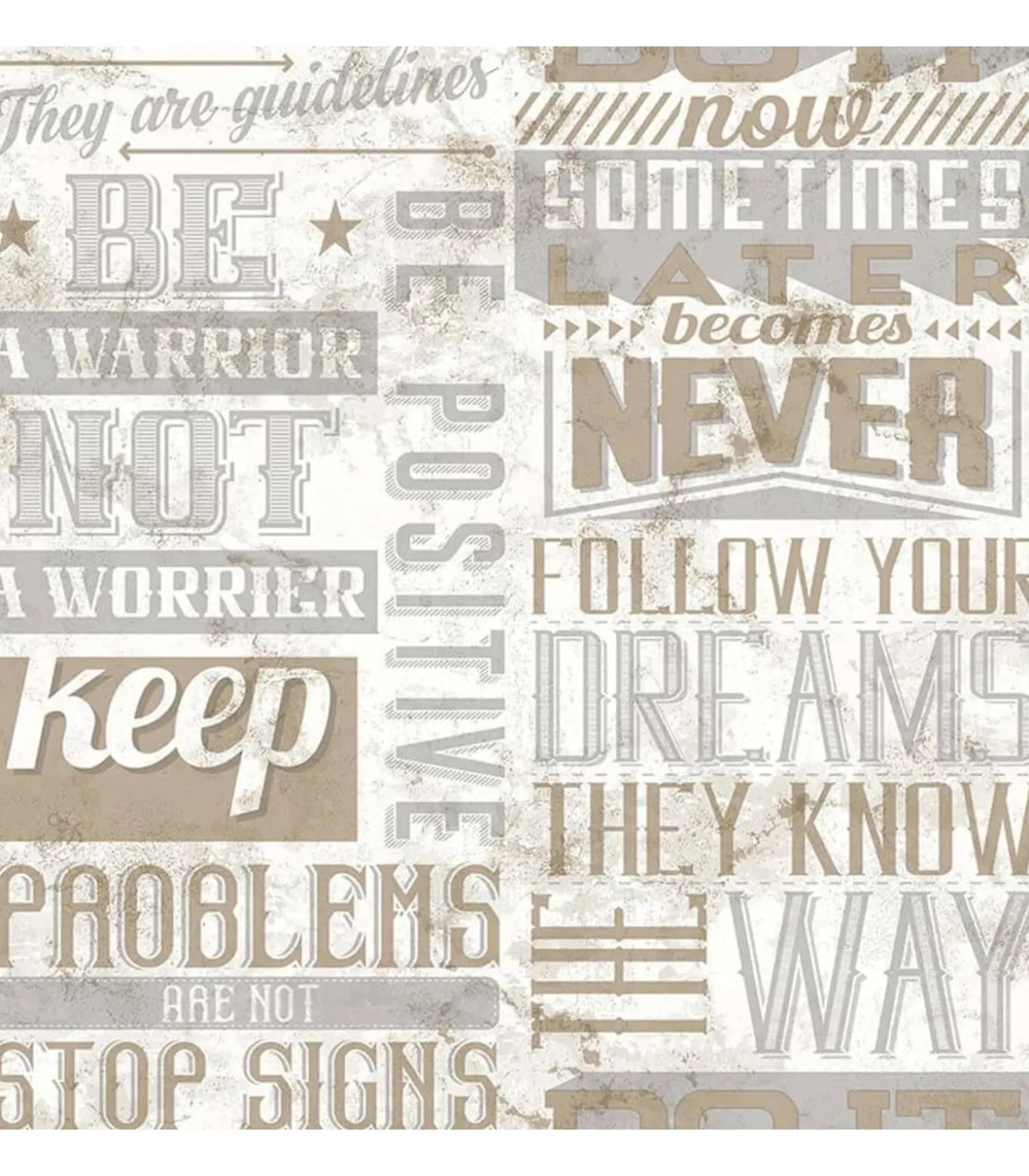 Noordwand Behang Friends & Coffee Words and Letters metallic en beige