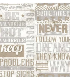 Noordwand Behang Friends & Coffee Words and Letters metallic en beige