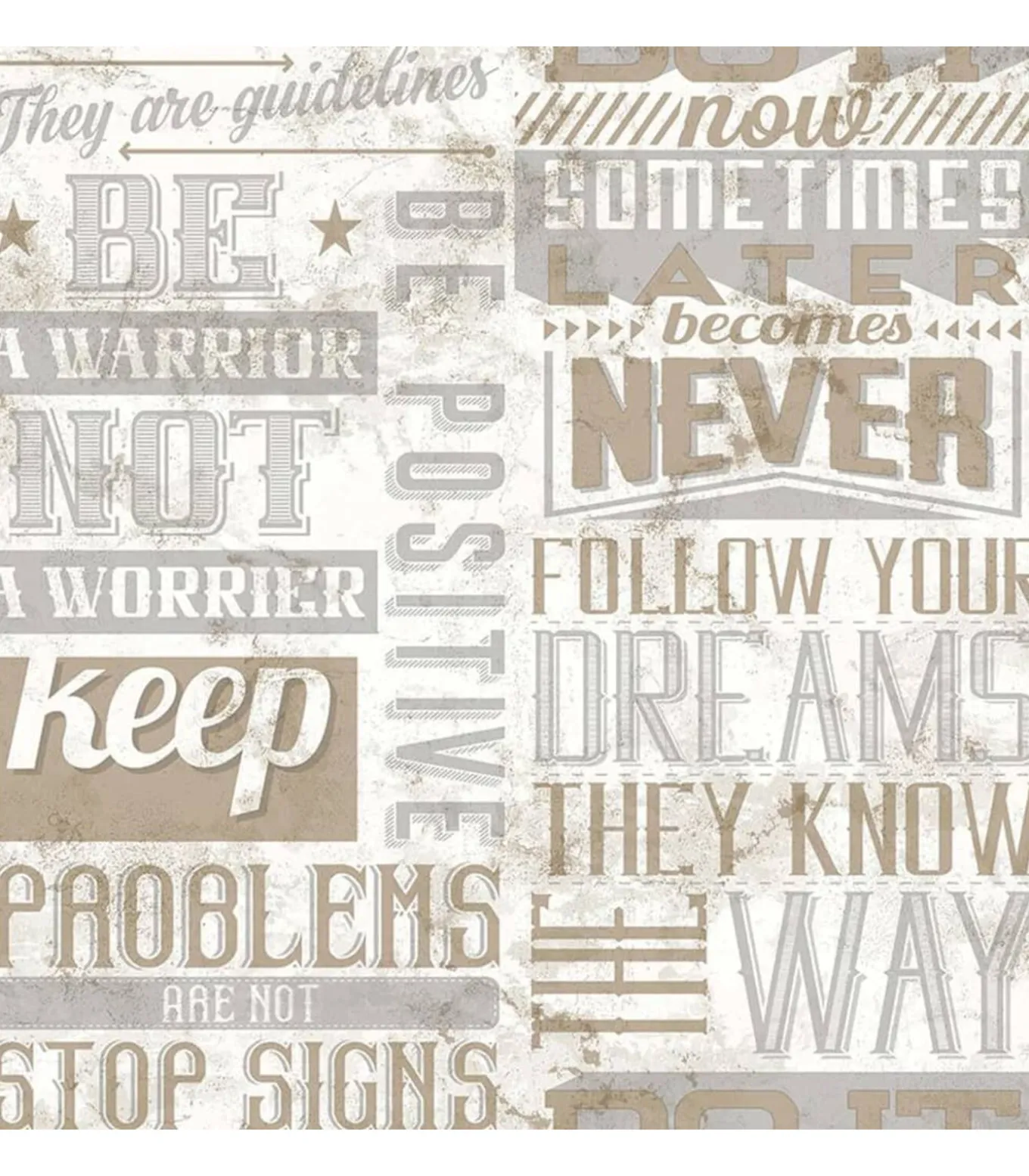 Noordwand Behang Friends & Coffee Words and Letters metallic en beige