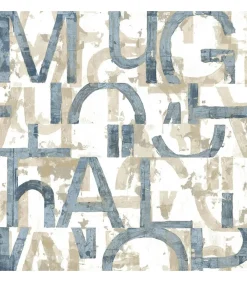 Noordwand Behang Friends & Coffee Words and Letters blauw en metallic