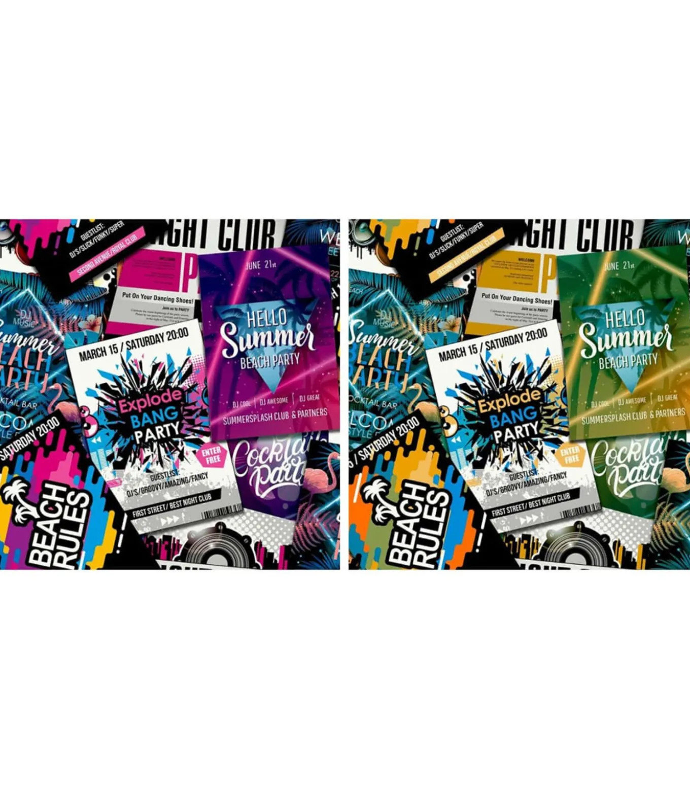 Noordwand Behang Good Vibes Club Posters groen en oranje