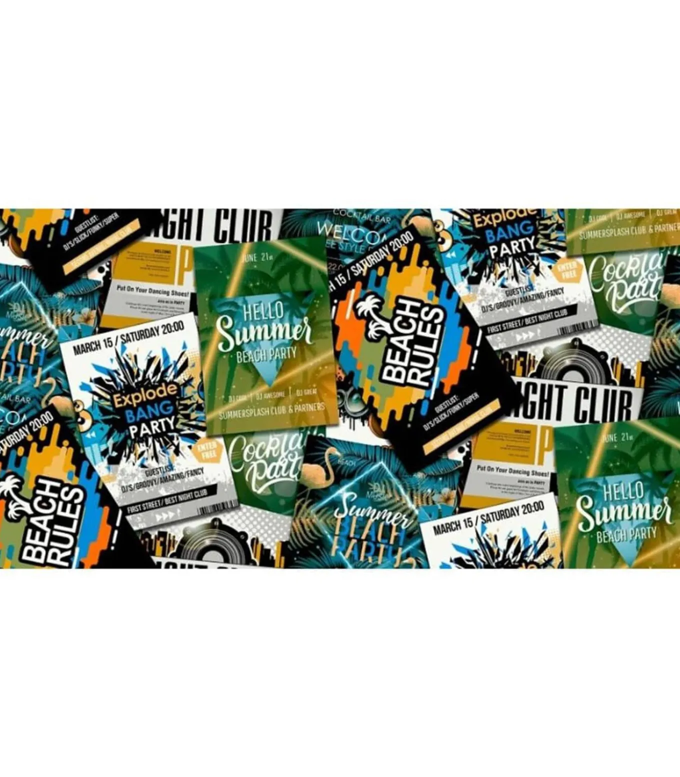 Noordwand Behang Good Vibes Club Posters groen en oranje