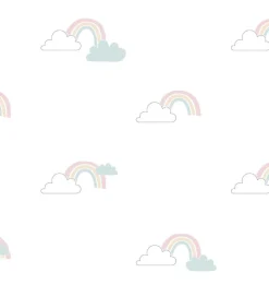 Noordwand Behang Mondo baby Clouds wit/blauw/roze