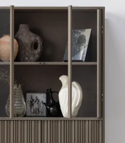 Nova Lage Vitrinekast - Grenen - Truffel Bruin - 172x102x40