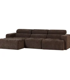 Novi Chaise Longue Bank Links - Polyester - Donkerbruin Melange