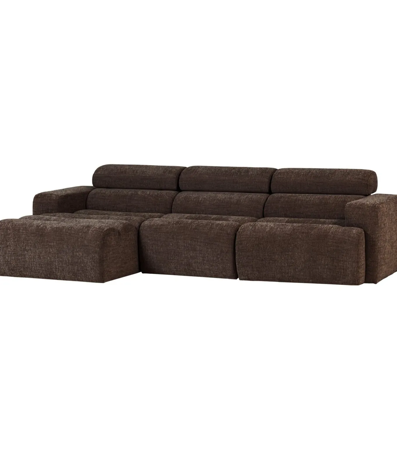 Novi Chaise Longue Bank Links - Polyester - Donkerbruin Melange