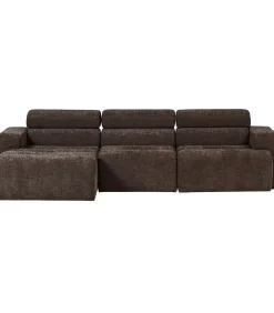 Novi Chaise Longue Bank Links - Polyester - Donkerbruin Melange