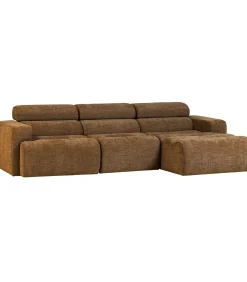 Novi Chaise Longue Bank Rechts - Polyester - Karamelbruin