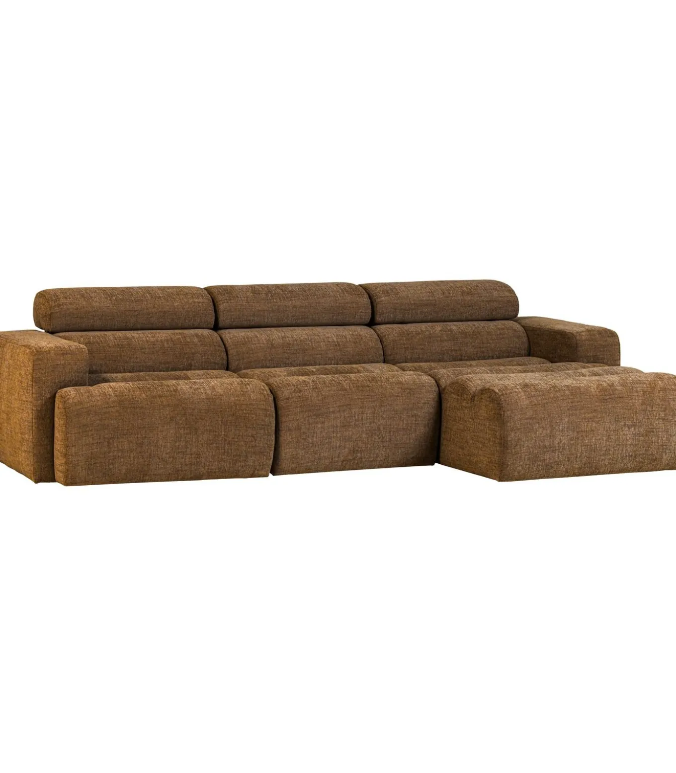Novi Chaise Longue Bank Rechts - Polyester - Karamelbruin