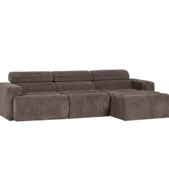Novi Chaise Longue Bank Rechts - Ribstof - Grijsbruin