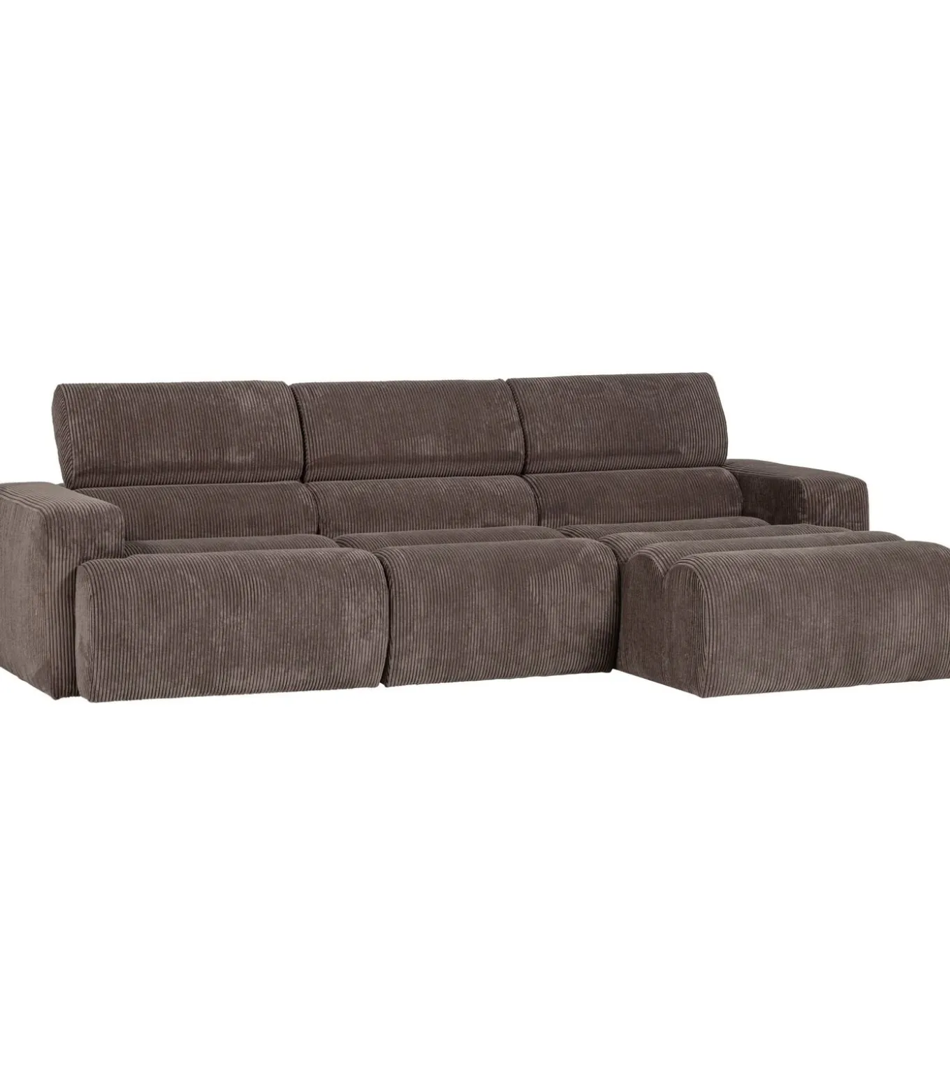 Novi Chaise Longue Bank Rechts - Ribstof - Grijsbruin