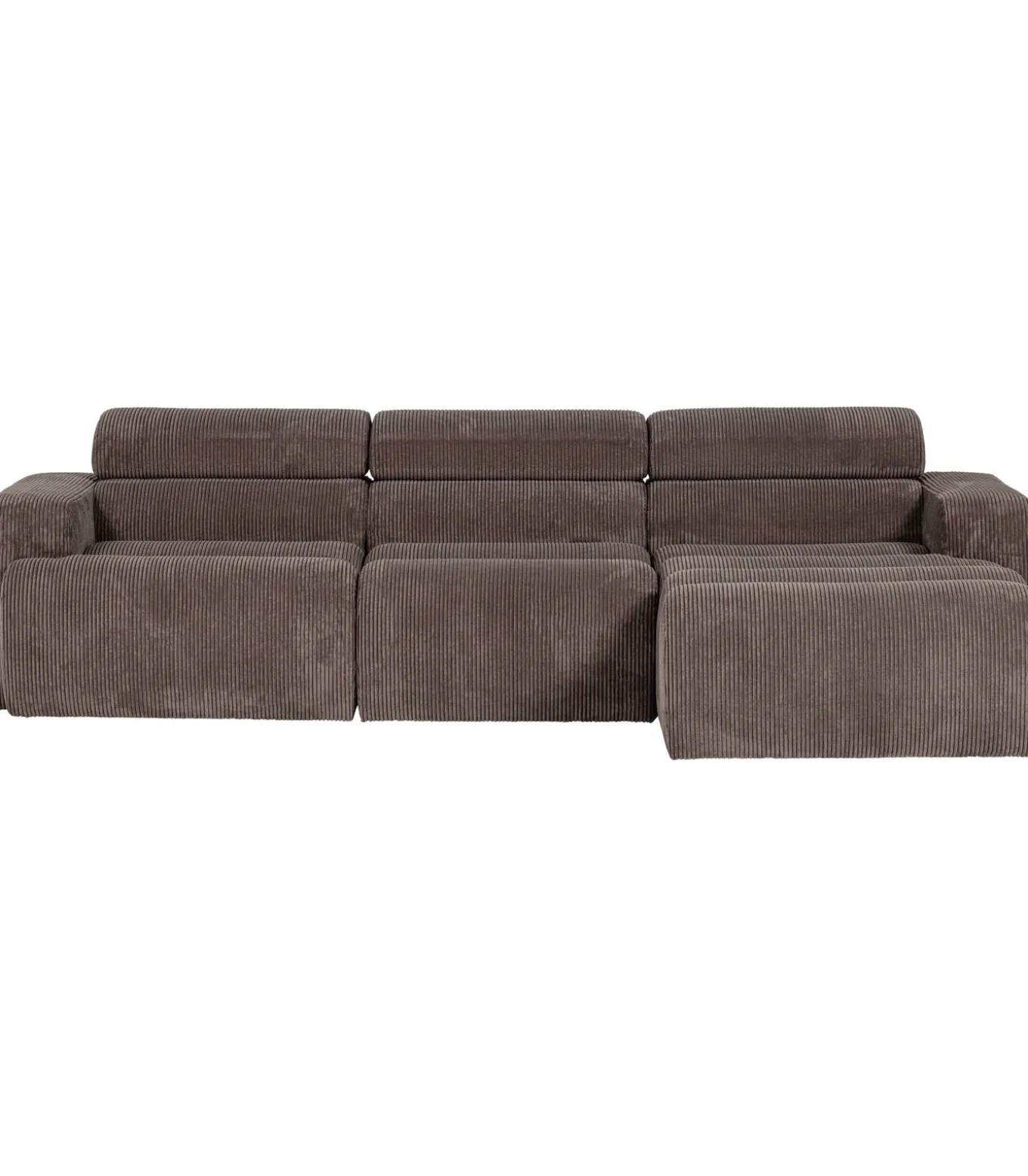 Novi Chaise Longue Bank Rechts - Ribstof - Grijsbruin