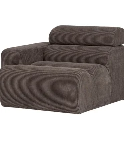 Novi 1-Zits Element Bank Arm Rechts - Ribstof - Grijsbruin