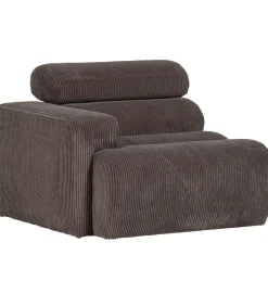 Novi 1-Zits Element Bank Arm Rechts - Ribstof - Grijsbruin
