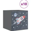 Opbergboxen 10 st inklapbaar 32x32x32 cm ongeweven stof grijs